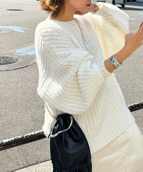 archives(アルシーヴ)の「〈Lid.〉Openwork Knit(ニット/セーター・レディース・オフホワイト/ピンク/グリーン/オレンジ・MEDIUM)」の6枚目の写真