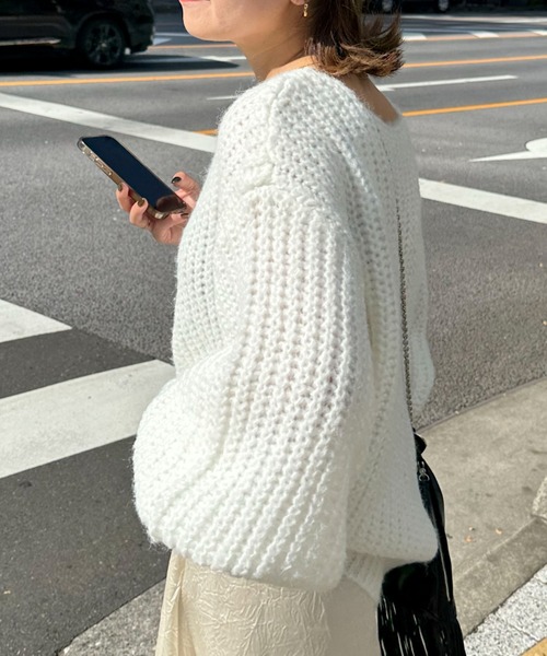 archives(アルシーヴ)の「〈Lid.〉Openwork Knit(ニット/セーター・レディース・オフホワイト/ピンク/グリーン/オレンジ・MEDIUM)」の8枚目の写真