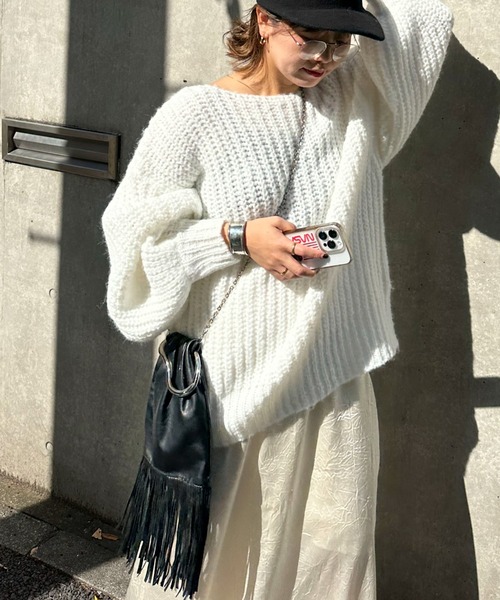 archives(アルシーヴ)の「〈Lid.〉Openwork Knit(ニット/セーター・レディース・オフホワイト/ピンク/グリーン/オレンジ・MEDIUM)」の9枚目の写真