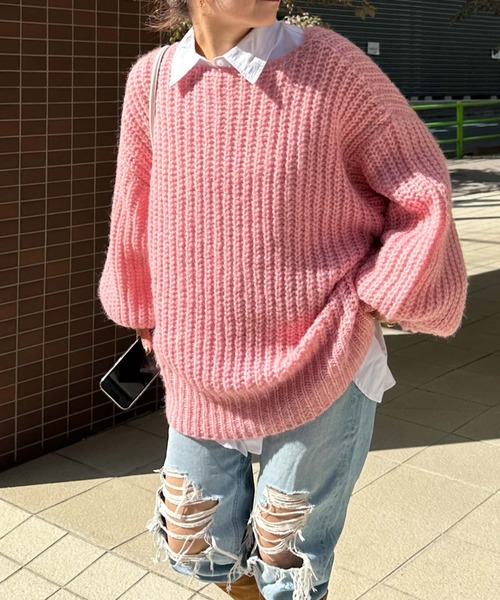 archives(アルシーヴ)の「〈Lid.〉Openwork Knit(ニット/セーター・レディース・オフホワイト/ピンク/グリーン/オレンジ・MEDIUM)」の21枚目の写真