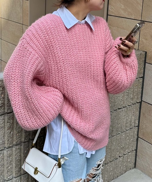 archives(アルシーヴ)の「〈Lid.〉Openwork Knit(ニット/セーター・レディース・オフホワイト/ピンク/グリーン/オレンジ・MEDIUM)」の15枚目の写真