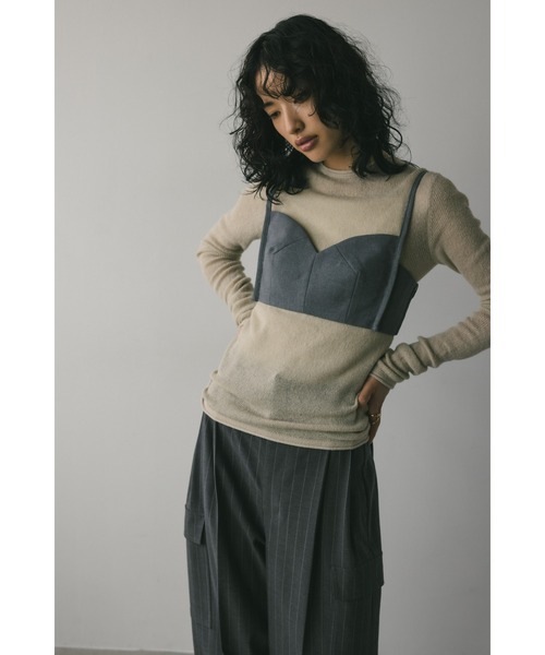 STYLEMIXER（スタイルミキサー）の「カーブラインビスチェ（ベスト・レディース・ブラック/グレー・SMALL/MEDIUM）」の14枚目の写真