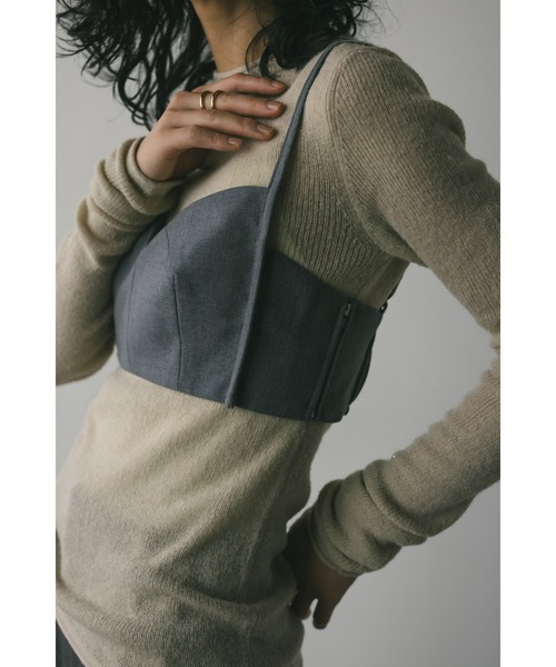 STYLEMIXER（スタイルミキサー）の「カーブラインビスチェ（ベスト・レディース・ブラック/グレー・SMALL/MEDIUM）」の15枚目の写真