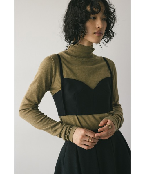 STYLEMIXER（スタイルミキサー）の「カーブラインビスチェ（ベスト・レディース・ブラック/グレー・SMALL/MEDIUM）」の5枚目の写真