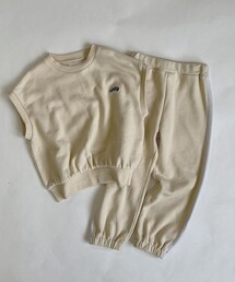 胸刺しゅうワッペン スウェットベストセットアップ