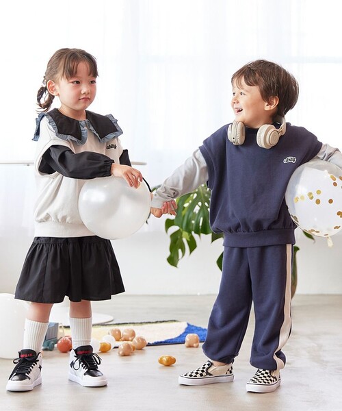 胸刺しゅうワッペン スウェットベストセットアップ（スウェット