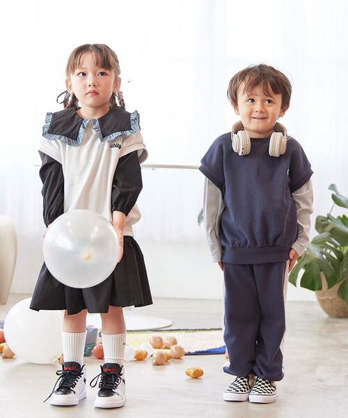 胸刺しゅうワッペン スウェットベストセットアップ（スウェット