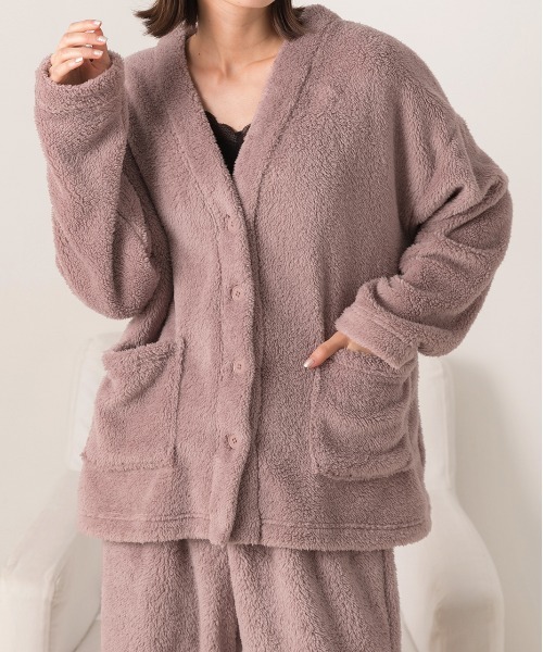 セール】もこもこボア Vネックカーディガン（カーディガン/ボレロ