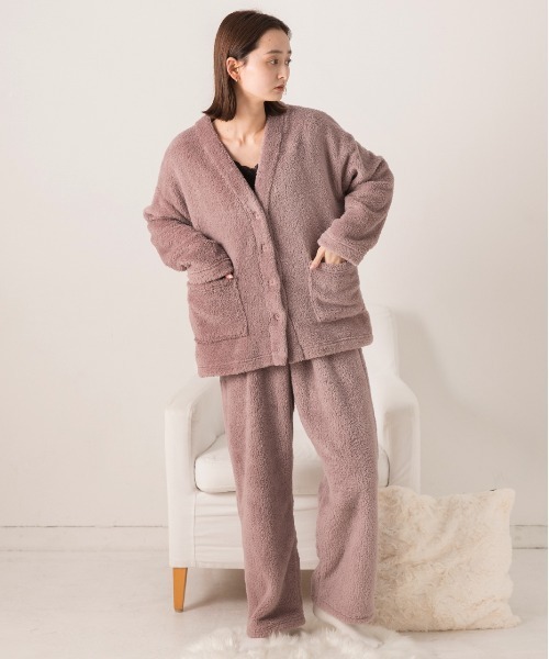 セール】もこもこボア Vネックカーディガン（カーディガン/ボレロ