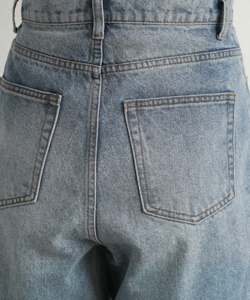 COCOMOMO（ココモモ）の「【5色×サイズ展開あり】 サイドカット ダメージ デニムパンツ ストレート デニム ワイドデニムパンツ カットアウト（デニムパンツ・レディース・ダークブルー/ブルー/ホワイト/グレー/ブラック・S/L/M/XL）」の13枚目の写真