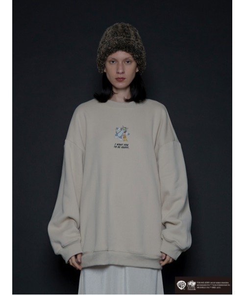 AMAIL（アマイル）の「【TOM and JERRY】over cloth（スウェット・レディース・ベージュ/ブラック・FREE）」の9枚目の写真