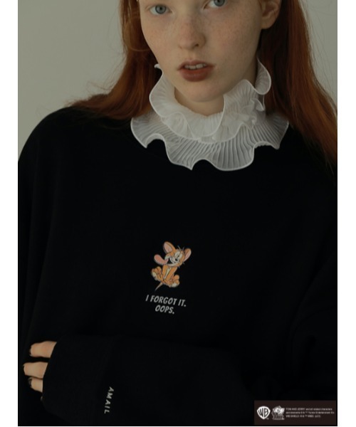 AMAIL（アマイル）の「【TOM and JERRY】over cloth（スウェット・レディース・ベージュ/ブラック・FREE）」の13枚目の写真