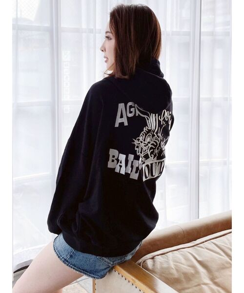 GYDA（ジェイダ）の「CALL BUNNY BIGスウェットパーカー（パーカー・レディース・ベージュ/ライトグレー/ピンク/ブラック・FREE）」の5枚目の写真