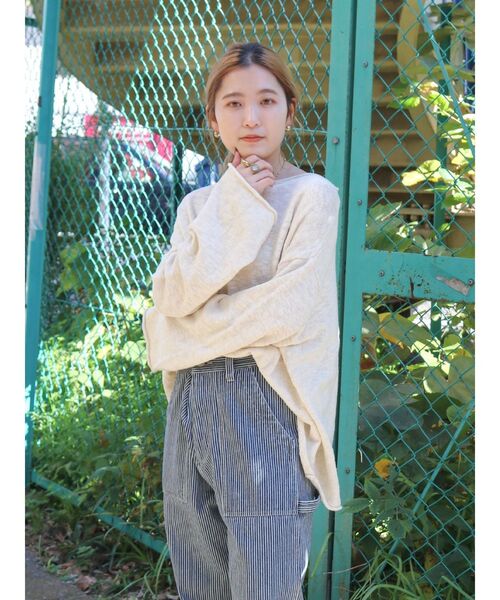 Ungrid（アングリッド）の「コットンスラブバックスリットニット（ニット/セーター・レディース・アイボリー/チャコールグレー/パープル・FREE）」の7枚目の写真