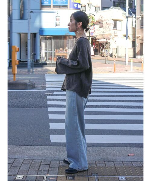 Ungrid（アングリッド）の「コットンスラブバックスリットニット（ニット/セーター・レディース・アイボリー/チャコールグレー/パープル・FREE）」の13枚目の写真