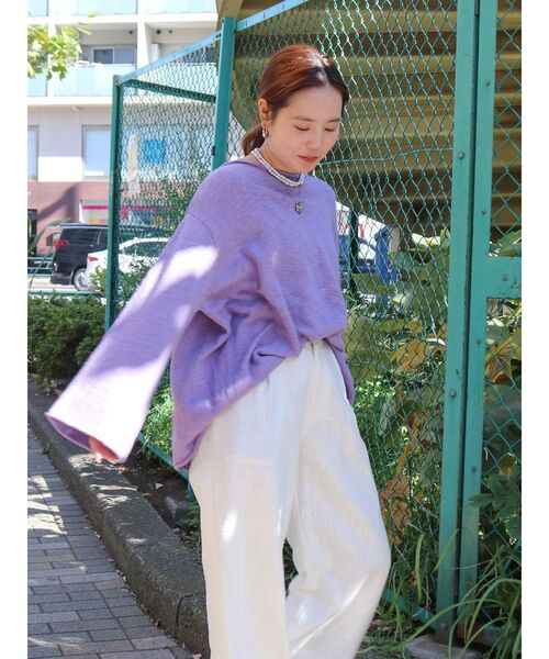 Ungrid（アングリッド）の「コットンスラブバックスリットニット（ニット/セーター・レディース・アイボリー/チャコールグレー/パープル・FREE）」の14枚目の写真