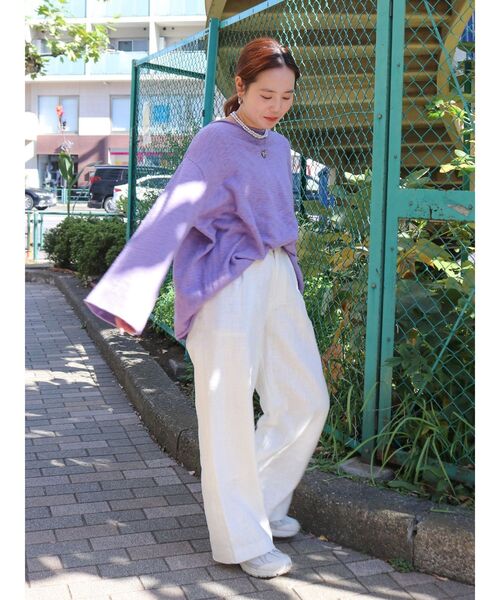 Ungrid（アングリッド）の「コットンスラブバックスリットニット（ニット/セーター・レディース・アイボリー/チャコールグレー/パープル・FREE）」の17枚目の写真