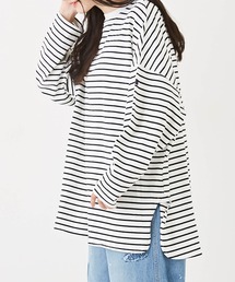 CUBE SUGAR | 天竺カットソーボーダー長袖Tシャツ(Tシャツ/カットソー)