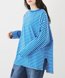 CUBE SUGAR（キューブシュガー）の「天竺カットソーボーダー長袖Tシャツ（Tシャツ/カットソー）」