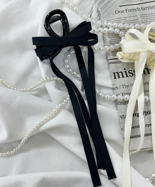 WEGO（ウィゴー）の「WEGO/ロングリボンバンスクリップ（バレッタ/ヘアクリップ・レディース・オフホワイト/ブラック/ライトピンク/その他1/その他2/ベージュ/ライトグレー・FREE）」の2枚目の写真