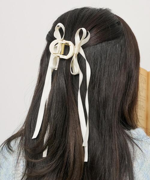 WEGO（ウィゴー）の「WEGO/ロングリボンバンスクリップ（バレッタ/ヘアクリップ・レディース・オフホワイト/ブラック/ライトピンク/その他1/その他2/ベージュ/ライトグレー・FREE）」の8枚目の写真