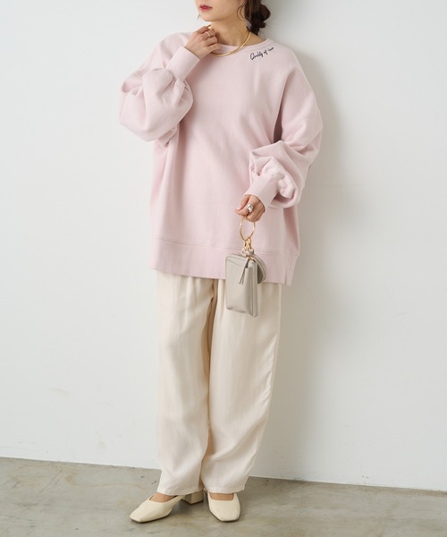 PUAL CE CIN（ピュアルセシン）の「パイルカット裏毛ロゴ刺繍BIGプルオーバー（スウェット・レディース・ピンク/グレー/ブルー/オフホワイト・FREE）」の18枚目の写真