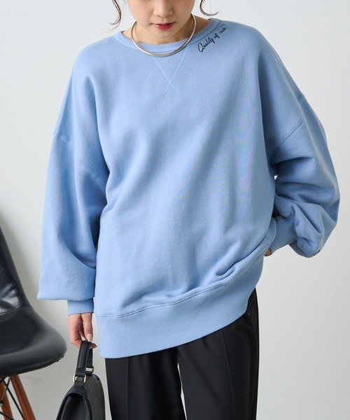PUAL CE CIN（ピュアルセシン）の「パイルカット裏毛ロゴ刺繍BIGプルオーバー（スウェット・レディース・ピンク/グレー/ブルー/オフホワイト・FREE）」の21枚目の写真