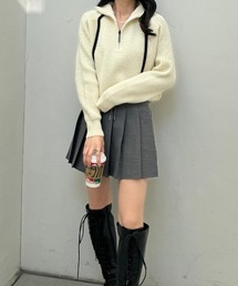 《Delfy》配色デザインハーフジップニット