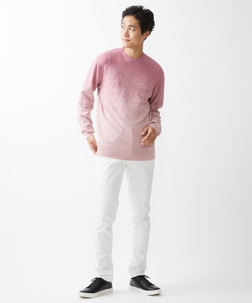 MK MICHEL KLEIN HOMME （エムケーミッシェルクランオム）の「ニット / ラビリンスグラデーション（ニット/セーター・メンズ・ダークインディゴブルー/ピンク/アイボリー・46/48）」の9枚目の写真