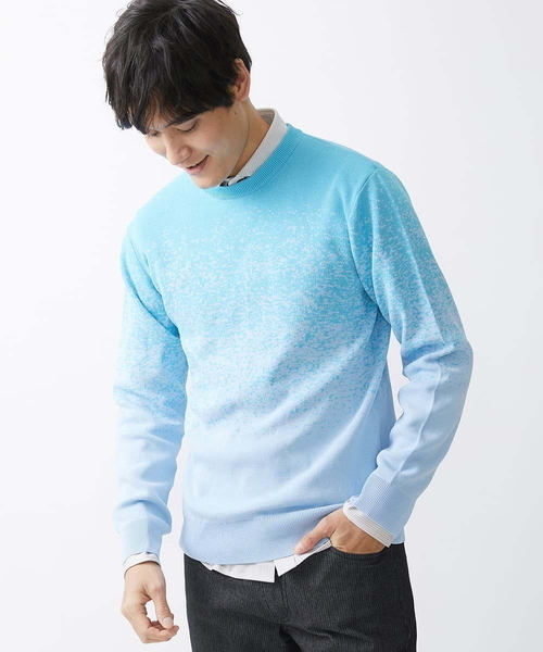 MK MICHEL KLEIN HOMME （エムケーミッシェルクランオム）の「ニット / ラビリンスグラデーション（ニット/セーター・メンズ・ダークインディゴブルー/ピンク/アイボリー・46/48）」の18枚目の写真