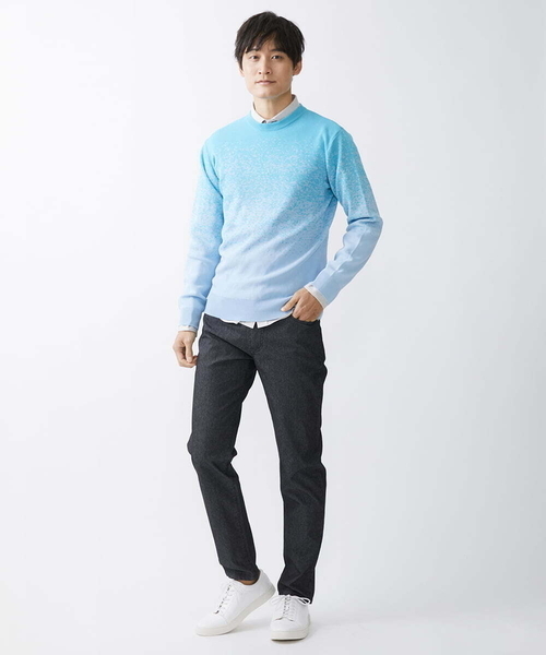 MK MICHEL KLEIN HOMME （エムケーミッシェルクランオム）の「ニット / ラビリンスグラデーション（ニット/セーター・メンズ・ダークインディゴブルー/ピンク/アイボリー・46/48）」の19枚目の写真