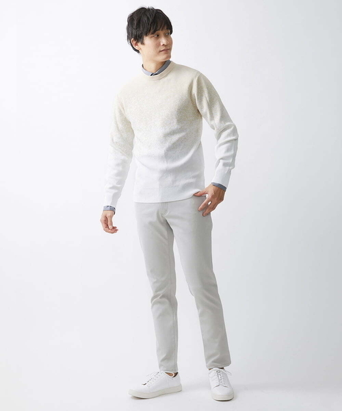 MK MICHEL KLEIN HOMME （エムケーミッシェルクランオム）の「ニット / ラビリンスグラデーション（ニット/セーター・メンズ・ダークインディゴブルー/ピンク/アイボリー・46/48）」の4枚目の写真