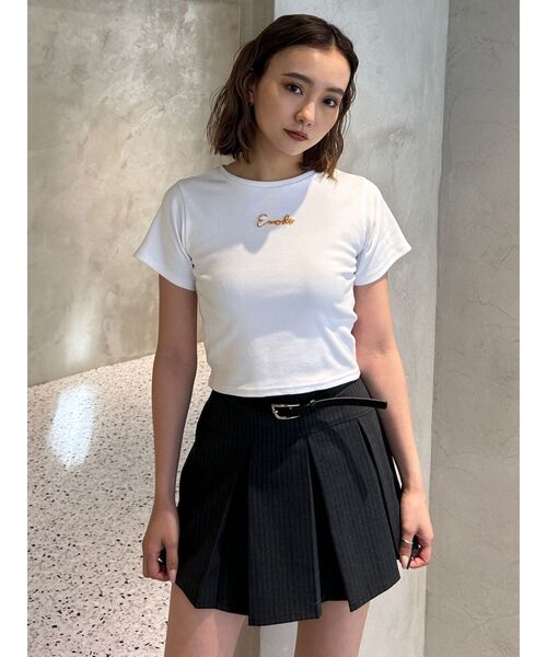 EMODA(エモダ)の「ビーズロゴTシャツ(Tシャツ/カットソー・レディース・ホワイト/ライム/ブラック・FREE)」の10枚目の写真