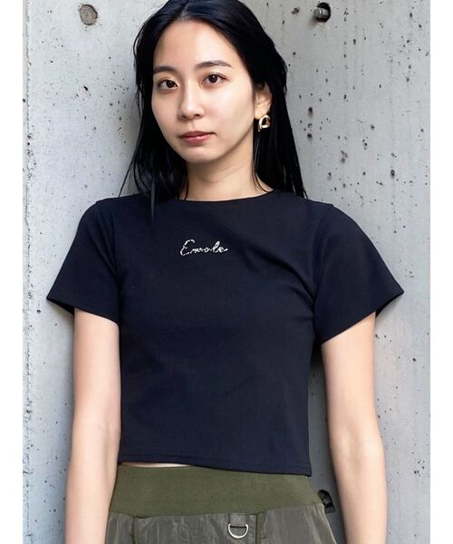 EMODA(エモダ)の「ビーズロゴTシャツ(Tシャツ/カットソー・レディース・ホワイト/ライム/ブラック・FREE)」の15枚目の写真