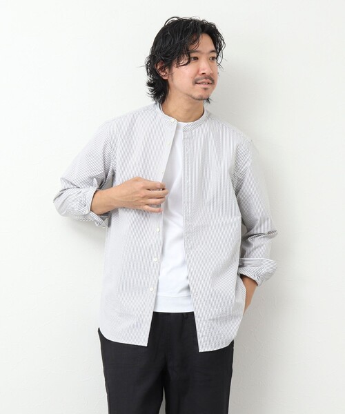 NOLLEY'S goodman（ノーリーズグッドマン）の「RE;NAPES 4WAYストレッチ 吸水速乾バンドカラーシャツ（シャツ/ブラウス・メンズ・ネイビー/ブルー系その他/ベージュ/グレー系その他・S/M/L/XL）」の15枚目の写真