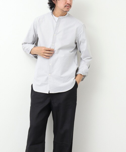 NOLLEY'S goodman（ノーリーズグッドマン）の「RE;NAPES 4WAYストレッチ 吸水速乾バンドカラーシャツ（シャツ/ブラウス・メンズ・ネイビー/ブルー系その他/ベージュ/グレー系その他・S/M/L/XL）」の19枚目の写真