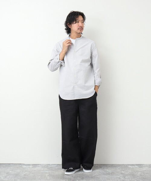 NOLLEY'S goodman（ノーリーズグッドマン）の「RE;NAPES 4WAYストレッチ 吸水速乾バンドカラーシャツ（シャツ/ブラウス・メンズ・ネイビー/ブルー系その他/ベージュ/グレー系その他・S/M/L/XL）」の21枚目の写真