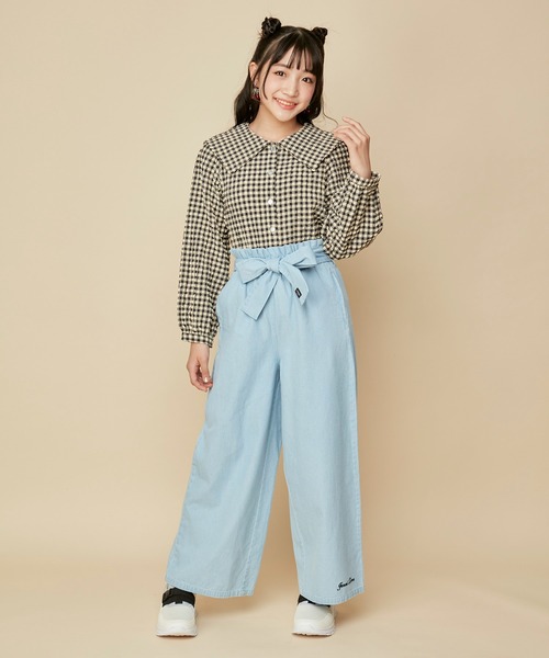 JENNI love（ジェニィラブ）の「ギンガムチェックえり付きブラウス（シャツ/ブラウス・キッズ・オフホワイト/アイボリー/サックスブルー・130cm/140cm/150cm/160cm）」の17枚目の写真