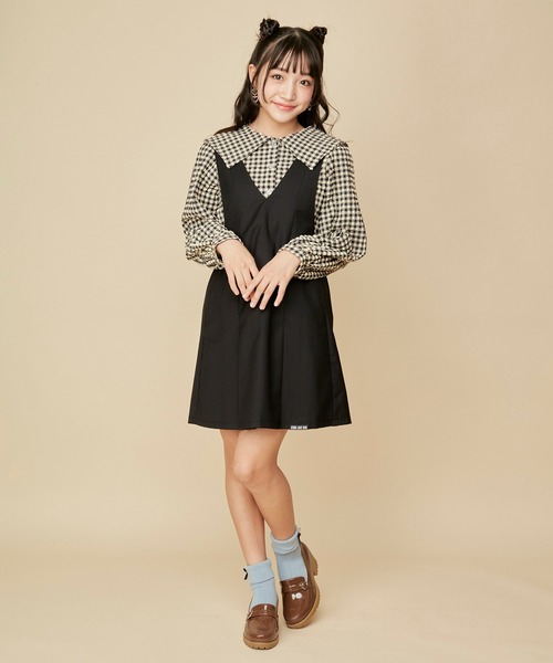 JENNI love（ジェニィラブ）の「ギンガムチェックえり付きブラウス（シャツ/ブラウス・キッズ・オフホワイト/アイボリー/サックスブルー・130cm/140cm/150cm/160cm）」の15枚目の写真