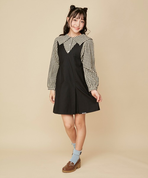 JENNI love（ジェニィラブ）の「ギンガムチェックえり付きブラウス（シャツ/ブラウス・キッズ・オフホワイト/アイボリー/サックスブルー・130cm/140cm/150cm/160cm）」の14枚目の写真