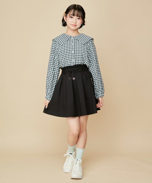 JENNI love（ジェニィラブ）の「ギンガムチェックえり付きブラウス（シャツ/ブラウス・キッズ・オフホワイト/アイボリー/サックスブルー・130cm/140cm/150cm/160cm）」の13枚目の写真