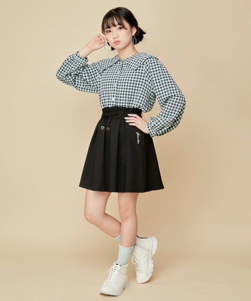 JENNI love（ジェニィラブ）の「ギンガムチェックえり付きブラウス（シャツ/ブラウス・キッズ・オフホワイト/アイボリー/サックスブルー・130cm/140cm/150cm/160cm）」の12枚目の写真