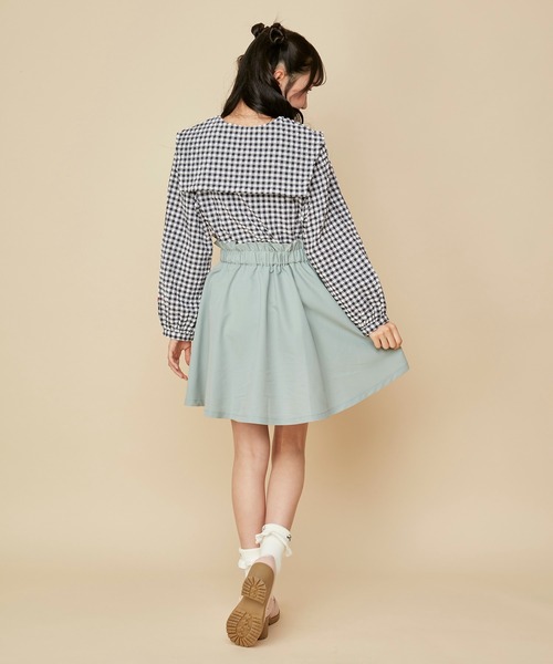 JENNI love（ジェニィラブ）の「ギンガムチェックえり付きブラウス（シャツ/ブラウス・キッズ・オフホワイト/アイボリー/サックスブルー・130cm/140cm/150cm/160cm）」の9枚目の写真