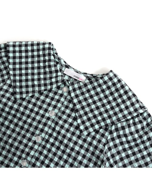 JENNI love（ジェニィラブ）の「ギンガムチェックえり付きブラウス（シャツ/ブラウス・キッズ・オフホワイト/アイボリー/サックスブルー・130cm/140cm/150cm/160cm）」の5枚目の写真