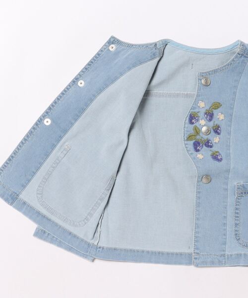 HAKKA KIDS（ハッカキッズ）の「いちご刺繍ストレッチデニムジャケット（デニムジャケット・キッズ・ブルー/ネイビー・110cm/120cm/130cm/100cm）」の7枚目の写真