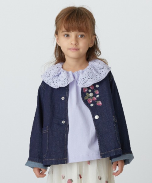 【セール】いちご刺繍ストレッチデニムジャケット（デニムジャケット）｜hakka kids（ハッカキッズ）