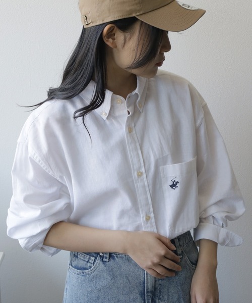 BEVERLY HILLS POLO CLUB(ビバリーヒルズポロクラブ)の「【BEVERLY HILLS POLO CLUB/ビバリーヒルズポロクラブ】コットンリネン ブランドロゴ ワンポイント刺繍&BIGポケットデザイン ボタンダウン長袖シャツ/ビッグシルエット/2024SS(シャツ/ブラウス・メンズ・ライトグリーン/ネイビー/サックスブルー/ブラック/ホワイト・L/XL/M)」の16枚目の写真
