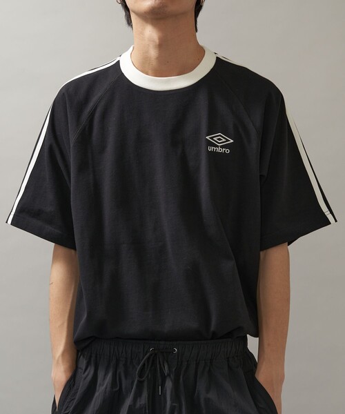 UMBRO(アンブロ)の「UMBRO/アンブロ 別注 UMBRO ラインラグランTシャツ/半袖Tシャツ/ユニセックス(限定展開)(Tシャツ/カットソー・メンズ・ホワイト/ピンク/ネイビー/ブラック・MEDIUM/LARGE)」の9枚目の写真