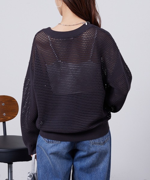 Chez toi(シェトワ)の「コットンメッシュニットプルオーバー(ニット/セーター・レディース・アイボリー/チャコールグレー/ベージュ/パープル・FREE)」の19枚目の写真
