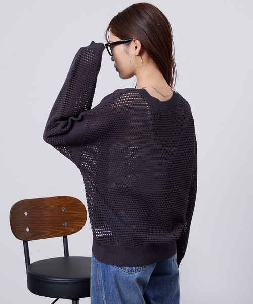 Chez toi(シェトワ)の「コットンメッシュニットプルオーバー(ニット/セーター・レディース・アイボリー/チャコールグレー/ベージュ/パープル・FREE)」の20枚目の写真
